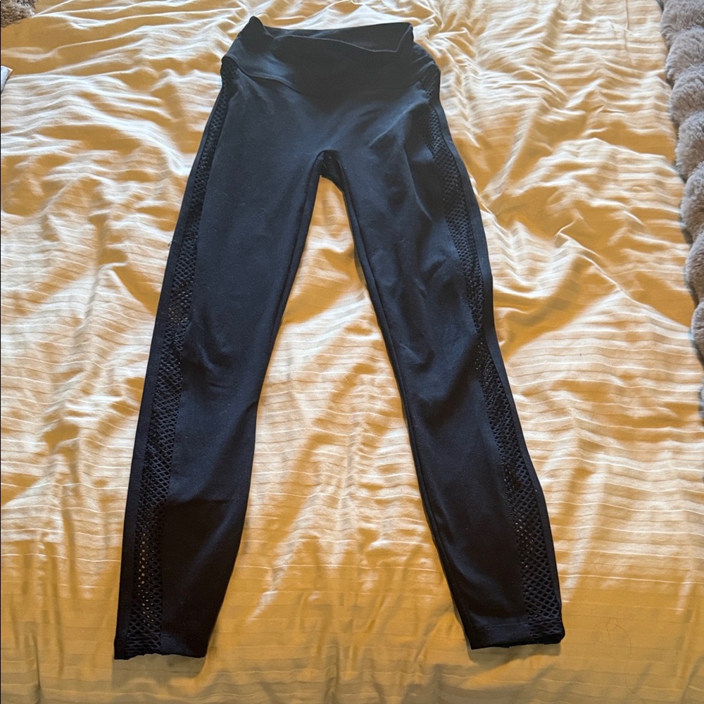 Bombshell Sportswear Black Mesh-Trim Leggings